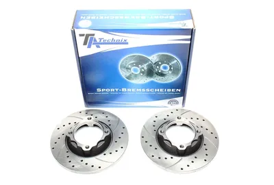 Disco de freno deportivo fijado eje delantero perforado + ranurado Hyundai · Mitsubishi