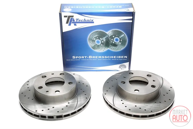 Disco de freno deportivo fijado eje delantero perforado + ranurado + ventilación interna Citroën · Fiat · Peugeot