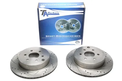 Juego de discos de freno deportivo eje trasero perforado + ranurado + ventilado internamente Nissan