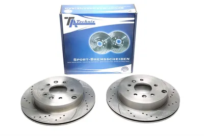 Juego de discos de freno deportivo eje trasero perforado + ranurado + ventilado internamente Mazda