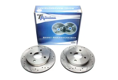 Juego de discos de freno deportivo eje trasero perforado + ranurado + ventilado internamente Ford