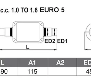 Catalizador Universal EURO 5, 1.0>1.6