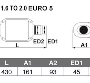 Catalizador Universal EURO 5 1.6 > 2.0