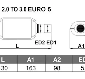 Catalizador Universal EURO 5, 2.0 > 3.0