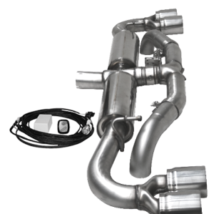 Silenciador trasero con tubo doble de escape izq. + dcho. 2 x Ø 85 mm (estilo RACE) con válvula de escape