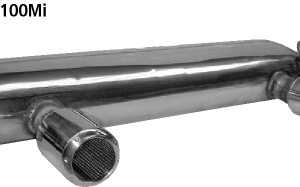 Silenciador trasero transversal con 2 salidas de escape simples Ø 100 mm (en diseño apropiado)