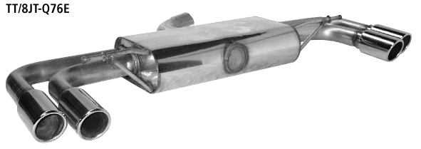 Silenciador trasero con doble salida de escape LH + RH, 2 x Ø 76 mm con labio, cortado en un ángulo de 20°