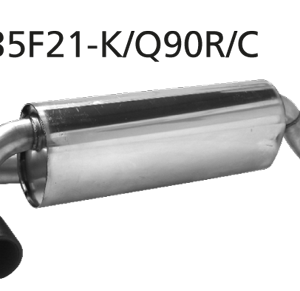 Silenciador trasero con salida de escape simple, 1x Ø 90 mm LH+RH, carbono, con trampilla de escape 376