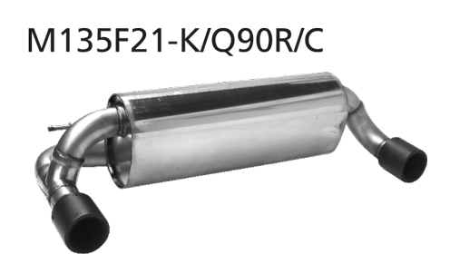Silenciador trasero con salida de escape simple, 1x Ø 90 mm LH+RH, carbono, con trampilla de escape 376