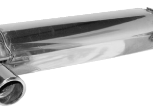Silenciador trasero con doble salida de escape 2 x Ø 76 mm LH + RH, con labio, cortado en un ángulo de 20°