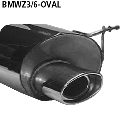 Silenciador trasero con salida de escape única ovalada 153 x 95 mm