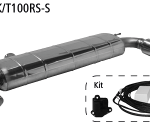 Silenciador trasero con tubo de escape simple 1x Ø 100 mm LH+RH (diseño RACE), cortado oblicuamente 30°, con válvula de escape incl. kit 1)