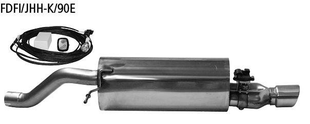 Silenciador trasero con salida de escape simple derecha, 1 x Ø 90 mm, inclinado 20°, con labio, con trampilla de escape