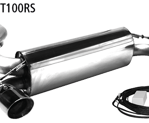 Silenciador trasero con salida de escape simple 1 x Ø 100 mm LH + RH 30° inclinado con trampilla de escape