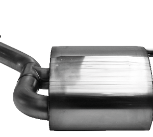 Silenciador trasero con salida doble 2 x Ø 90 mm LH inclinado 30° (en look RACE) con trampilla de escape