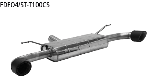 Silenciador trasero con salida única de carbono 1x Ø?100?mm LH+RH (en look RACE), cortado en un ángulo de 30° sin control de trampilla