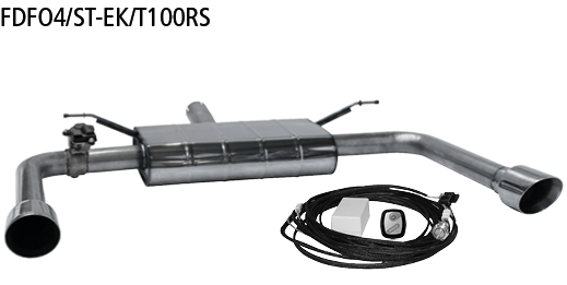 Silenciador trasero con tubo de escape simple 1x Ø?100?mm LH+RH (diseño RACE), cortado oblicuamente 30° con mando de válvula
