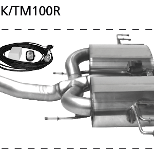 Silenciador trasero con 3 x Ø 100 mm tubos de escape centrales, en estilo RACE, con válvula de escape