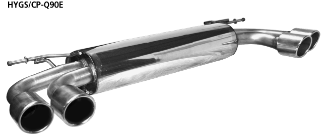 Silenciador trasero con doble salida de escape LH + RH 2 x Ø 90 mm con labio, cortado en un ángulo de 20°