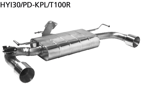 silenciador trasero con tubo simple 1x Ø100 mm LH+RH (en estilo RACE) con válvula de escape
