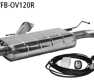 Silenciador trasero con salida de escape simple 1x ovalado 120×80 mm, con inserto, (sólo para Fastback) con trampilla de escape a la izquierda