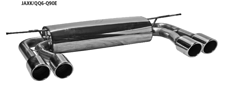 Silenciador trasero con doble salida de escape 2x Ø 90 mm LH + RH, inclinado 20°, con labio