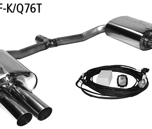 Silenciador trasero con tubo doble de escape, 2 x Ø 76 mm LH+RH cortado a 20° con valva de escape