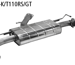 Silenciador trasero con salida de escape simple 1x Ø 110 mm LH + RH, inclinado 25°, en estilo RACE, para control de trampillas estándar