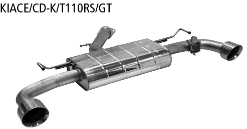 Silenciador trasero con salida de escape simple 1x Ø 110 mm LH + RH, inclinado 25°, en estilo RACE, para control de trampillas estándar