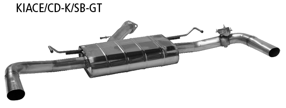 Silenciador trasero con salida de escape simple 1x Ø 63 mm LH+RH, para trampilla de escape estándar
