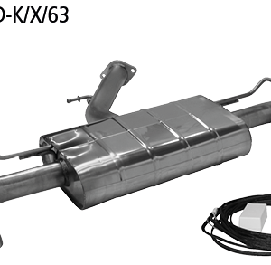 Silenciador trasero con 1x salida Ø 63 mm LH+RH con trampilla de escape