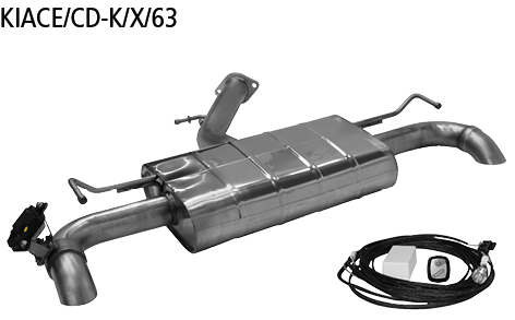 Silenciador trasero con 1x salida Ø 63 mm LH+RH con trampilla de escape