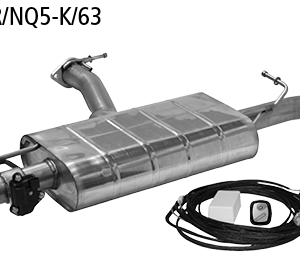 Silenciador trasero con 1x salida Ø 63 mm LH+RH con trampilla de escape