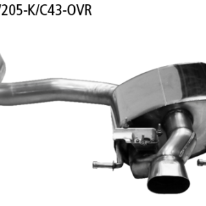 Silenciador trasero derecho, con salida de escape ovalada 90×60 mm, para faldón trasero estándar, con trampilla de escape, para modelos con trampilla de escape estándar