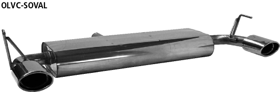 Silenciador trasero con salida de escape única ovalada 120 x 80 mm