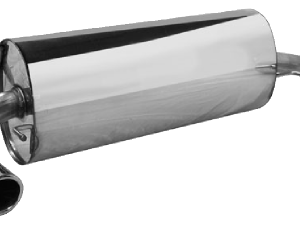 Silenciador trasero con doble salida de escape LH + RH 2 x Ø 76 mm con labio, cortado en un ángulo de 20°