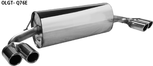 Silenciador trasero con doble salida de escape LH + RH 2 x Ø 76 mm con labio, cortado en un ángulo de 20°
