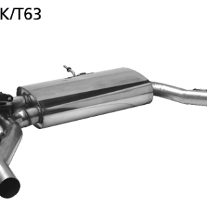 Silenciador trasero con trampilla de escape sin salidas de escape para faldón trasero estándar LH+RH, 1 Ø 63 mm