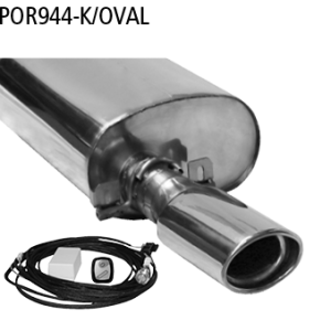 Silenciador trasero con válvula de escape y tubo de escape simple 1x óvalo 120×80 mm