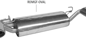 Sistema de escape deportivo con 2 salidas de escape ovaladas de 120 x 80 mm con inserto