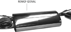 Sistema de escape deportivo con 2 salidas de escape ovaladas de 120 x 80 mm con inserto