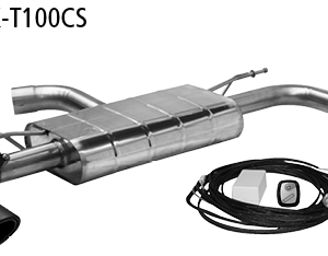 Silenciador trasero con tubo simple de salida izq. + dcha. 1 x Ø 100 mm, carbono, cortado 30° (estilo RACE) con vállvula de escape