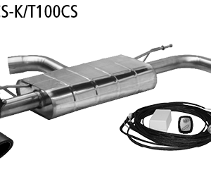 Silenciador trasero con tubo simple de salida izq. + dcha. 1 x Ø 110 mm, carbono, cortado 25° (estilo RACE) con vállvula de escape