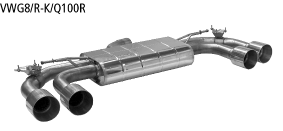 Silenciador trasero LH+RH con doble salida de escape 2x Ø 100 mm (en look RACE), para trampilla de escape estándar