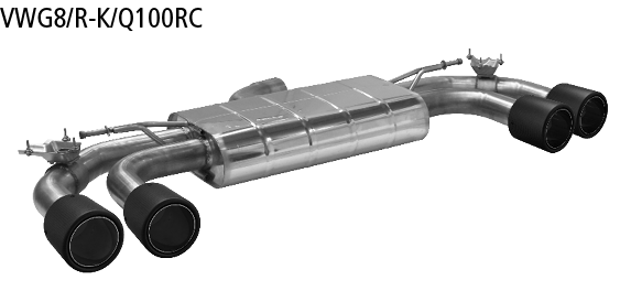 Silenciador trasero LH+RH con tubo de escape doble, carbono, 2x Ø 100 mm (diseño RACE), para válvula de escape estándar