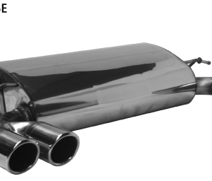 Silenciador trasero con doble salida de escape LH + RH 2 x Ø 76 mm con labio, cortado en un ángulo de 20°