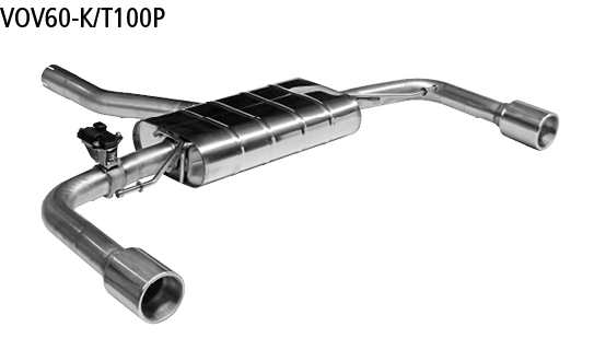 Silenciador trasero con tubo de escape individual 1 x Ø 100 mm LH + RH, con inserto, con labio, con válvula de escape