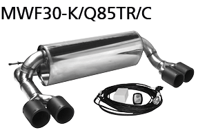Silenciador trasero con válvula de escape y tubo de escape doble 2 x Ø 85 mm LH + RH carbono
