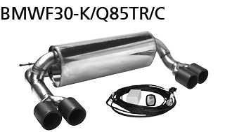 Silenciador trasero con válvula de escape y tubo de escape doble 2 x Ø 85 mm LH + RH carbono